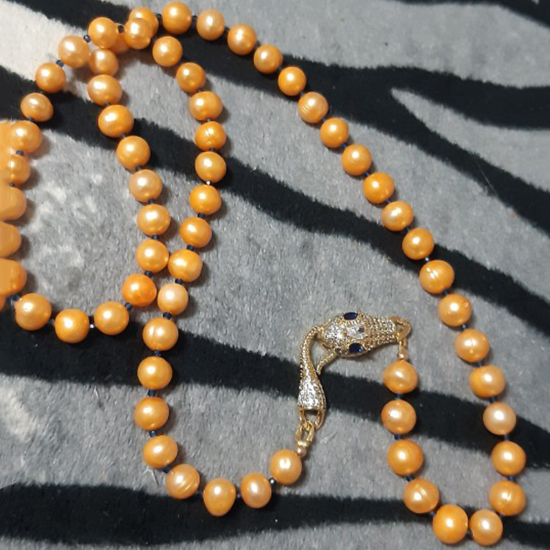 Juya 18K Gold Plated Snake Dec - Pearl Trim Chain recension och pris