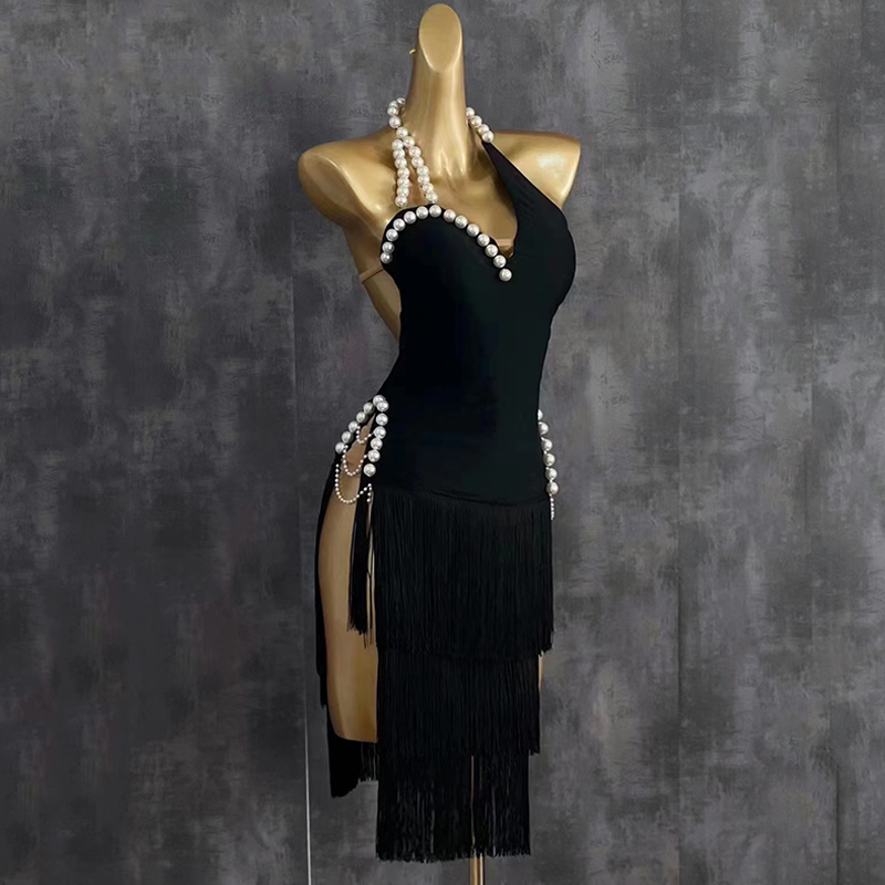 2025 High End Latin Dance Dres - Beaded Trim Fringe recension och pris