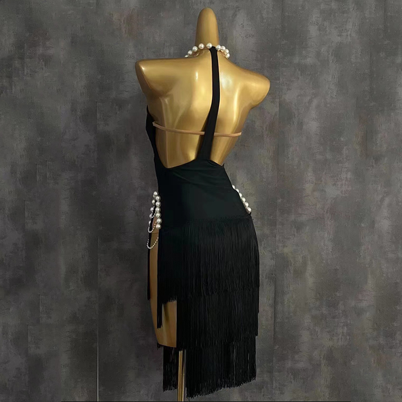 2025 High End Latin Dance Dres - Beaded Trim Fringe recension och pris