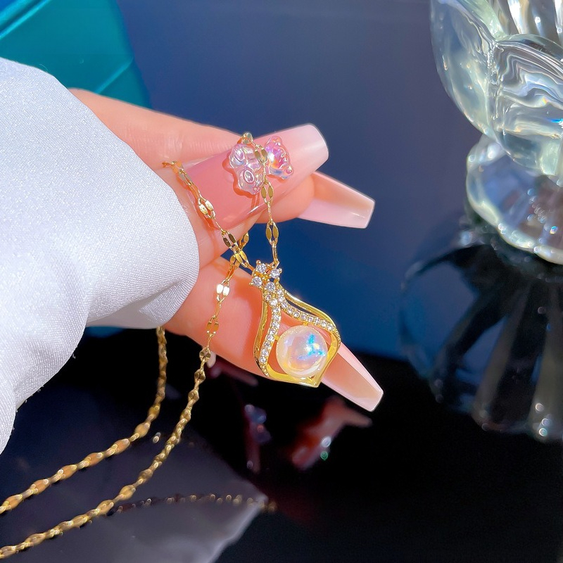 Elegant Women's K14 Gold Color - Pearl Trim Chain recension och pris