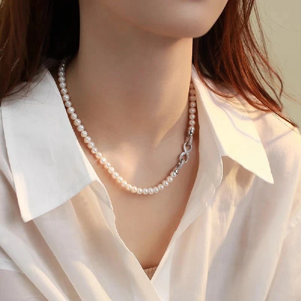 Natural Pearl Necklace Akoya A - Pearl Trim Chain recension och pris