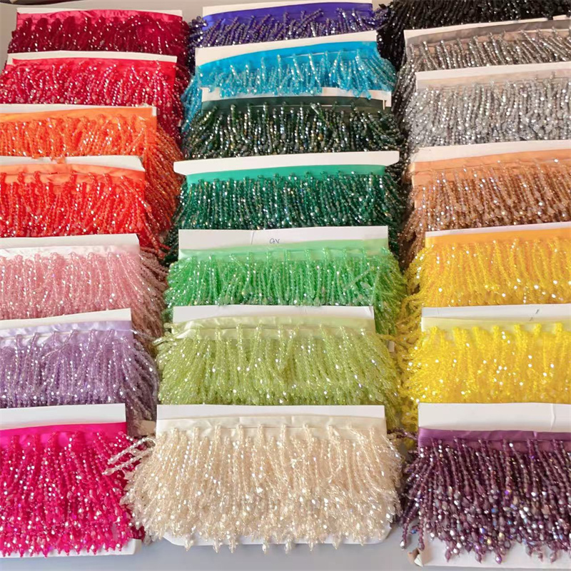 Crystal Tassels Beaded Lace Tr - Crystal Mesh Fabric recension och pris