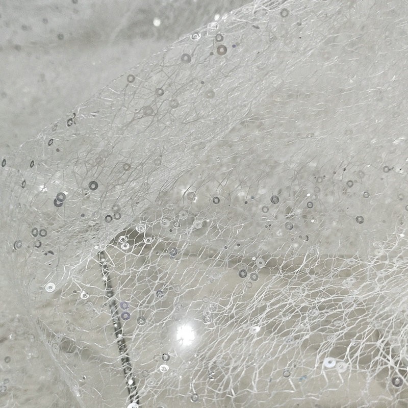 Hard Net White Gold Sequin Emb - Crystal Mesh Fabric recension och pris